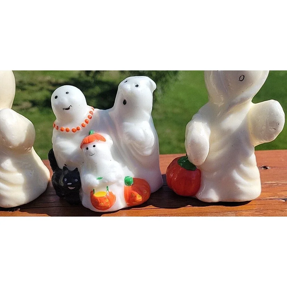 Lot of 3 Vintage Ghost Candles Glow in the Dark Family Ghost Jack O Lantern